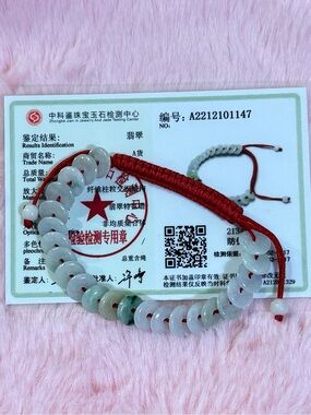 Cert’d Genuine Jade Bangle Adjustable Round Donut Circle Wealth Bracelet
